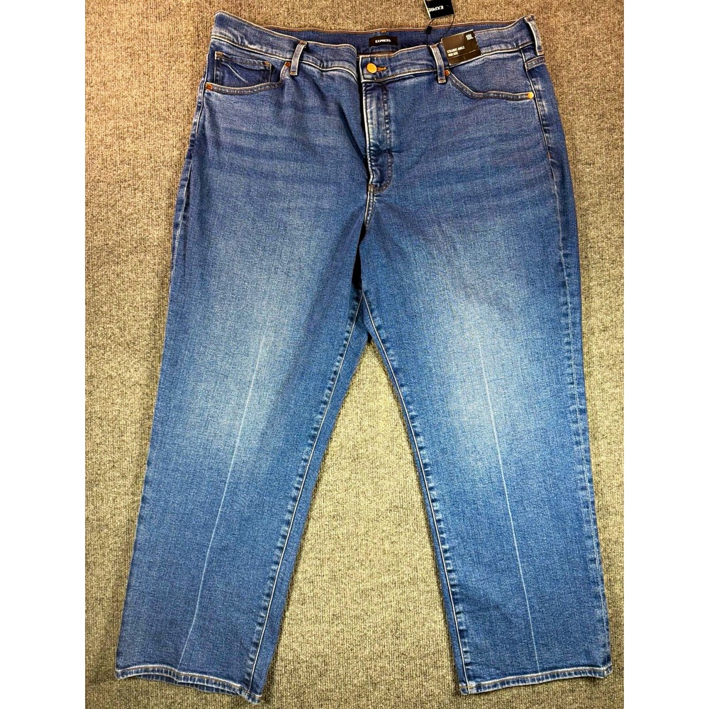 Express Womens High Rise Straight Ankle Blue Denim Stretch Jeans Size 18L